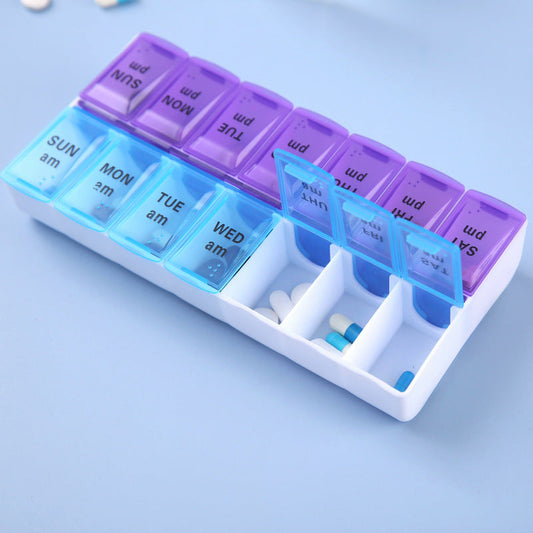 7days Pill Box organizer Practical pill box for a week with 14 days compartments (morning and evening)
