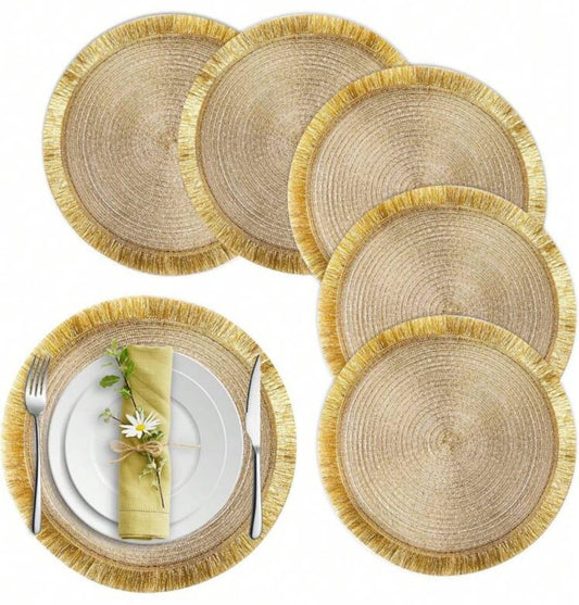 High Quality Round Shimmery Gold Placemats/Tablemats