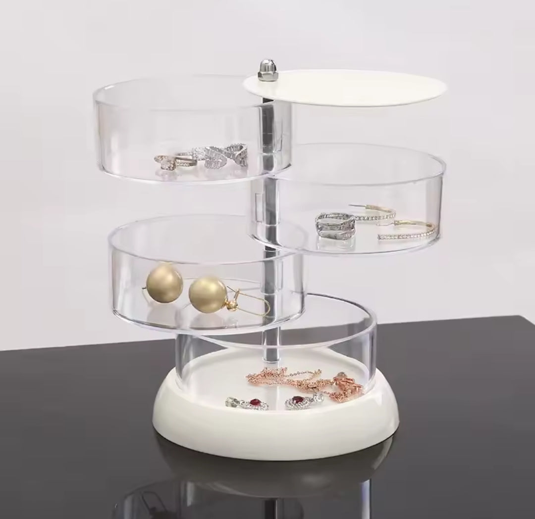 New in Clear sleak Rotating Jewelry Box