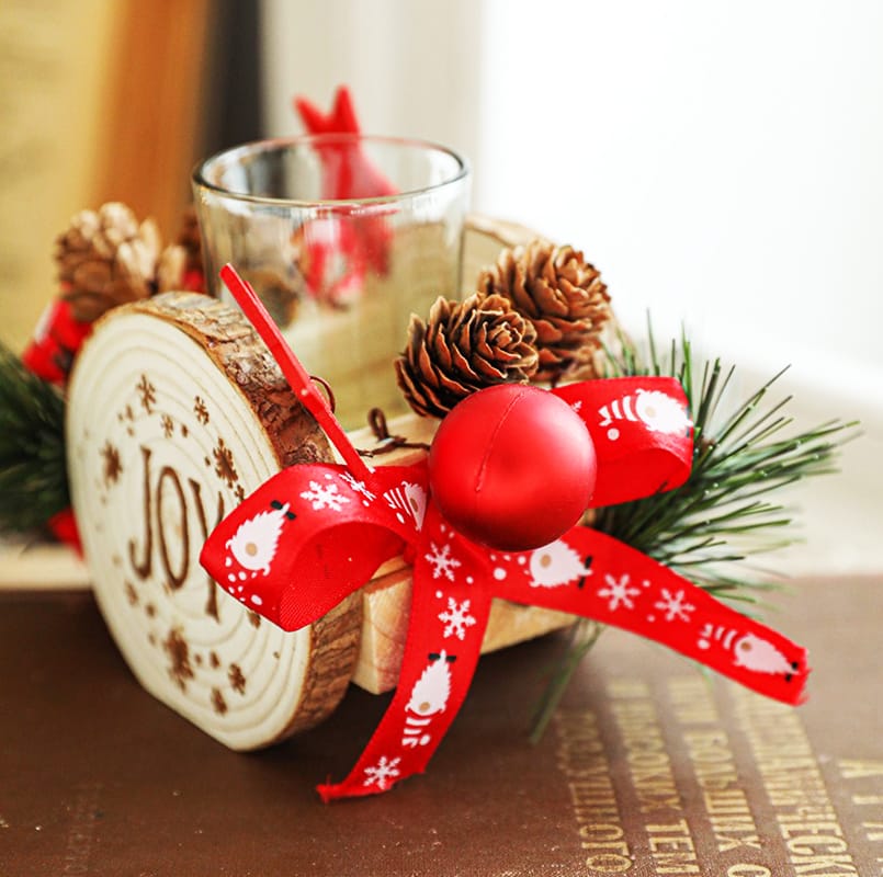 Wooden Candlestick Christmas Decoration Candle
