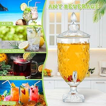 Cooling Spherical wine juice or liquid dispenser with ice slot and separator