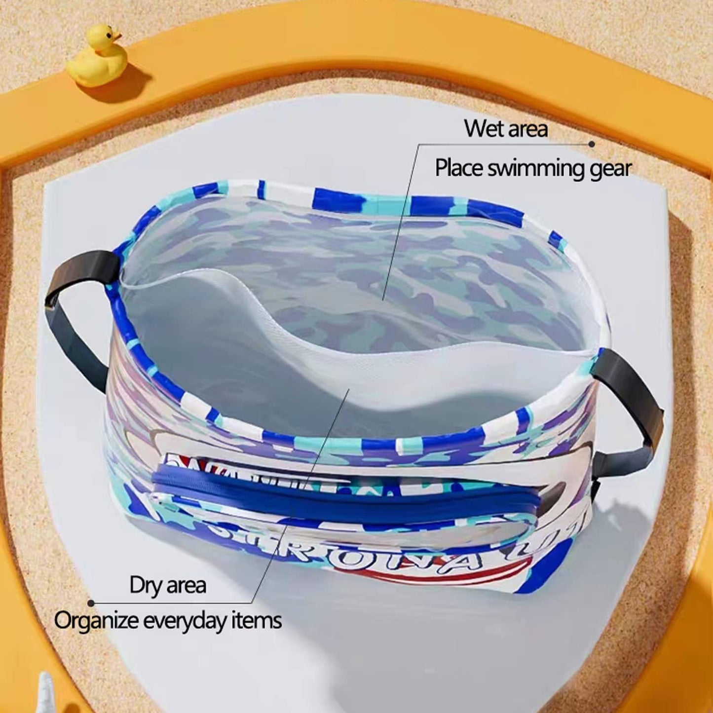 Kids swimming bags with goggles  slot and shoe compartment