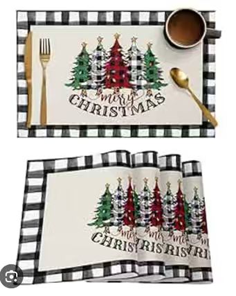Plaid Christmas Rectangular Placemats Set of 2pcs 650/-
