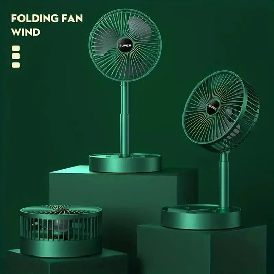 Desktop foldable fan, retractable folding fan table portable fan charging usb home low noise high duration standby 3 speed electric fan