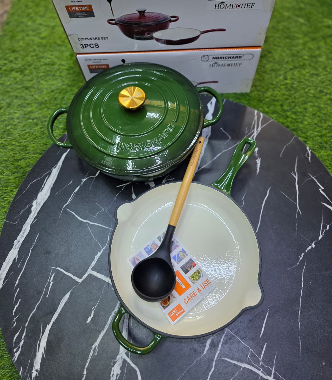 3 pcs Set Enamel Cast iron cooking pots