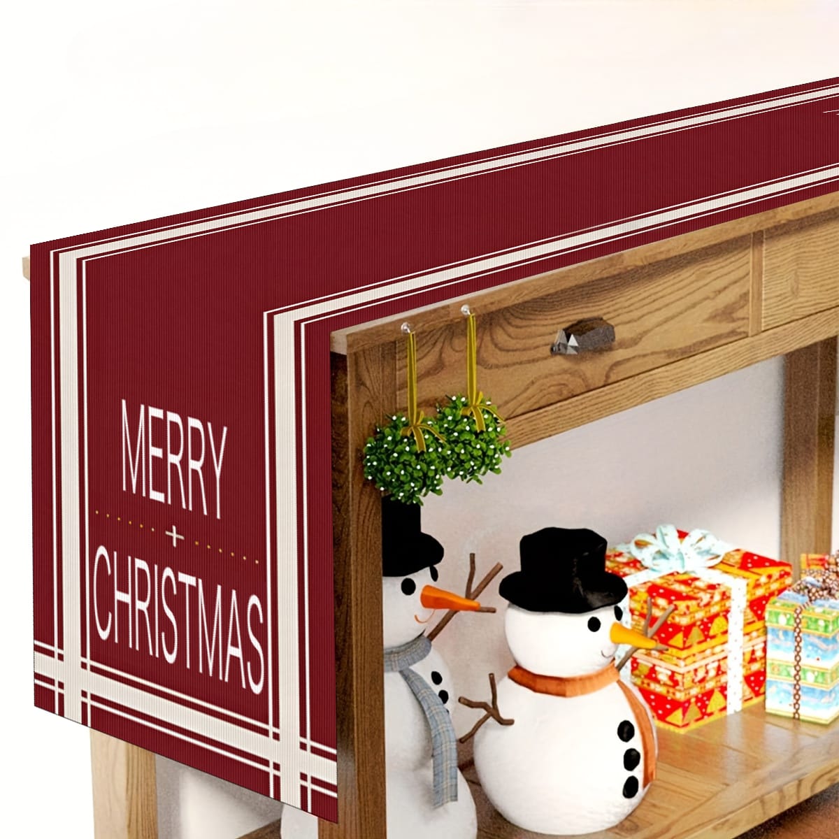 Merry Christmas Linen Table Runner