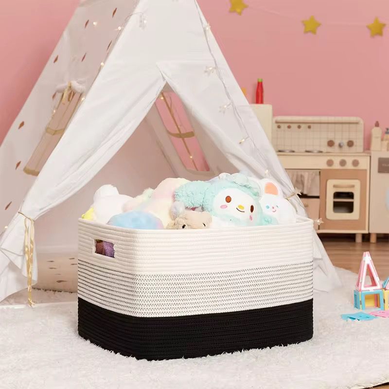 Large capacity cotton rope Non woven basket with handle