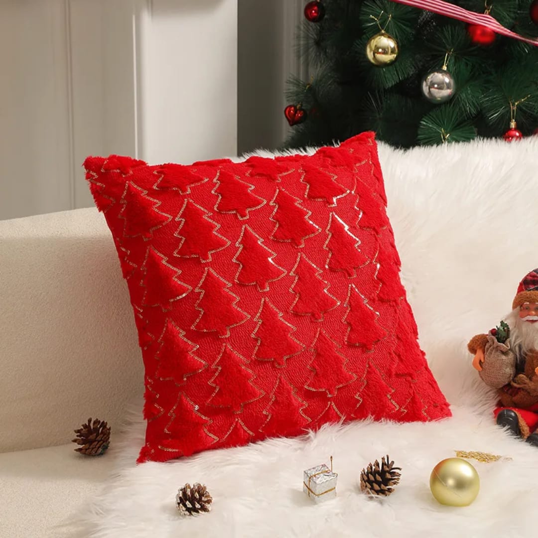 Christmas Tree Glitter Plush Cushion Cover Home Decor Pillowcase