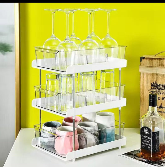 3 Tier multifunctional Organiser with clear drawer bins