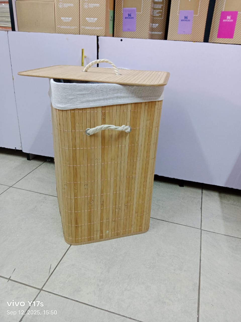 Eco-friendly Foldable bamboo laundry basket