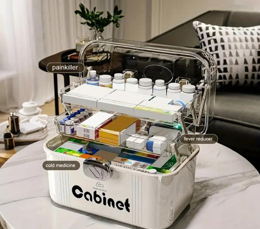 3 layered portable medicine storage box