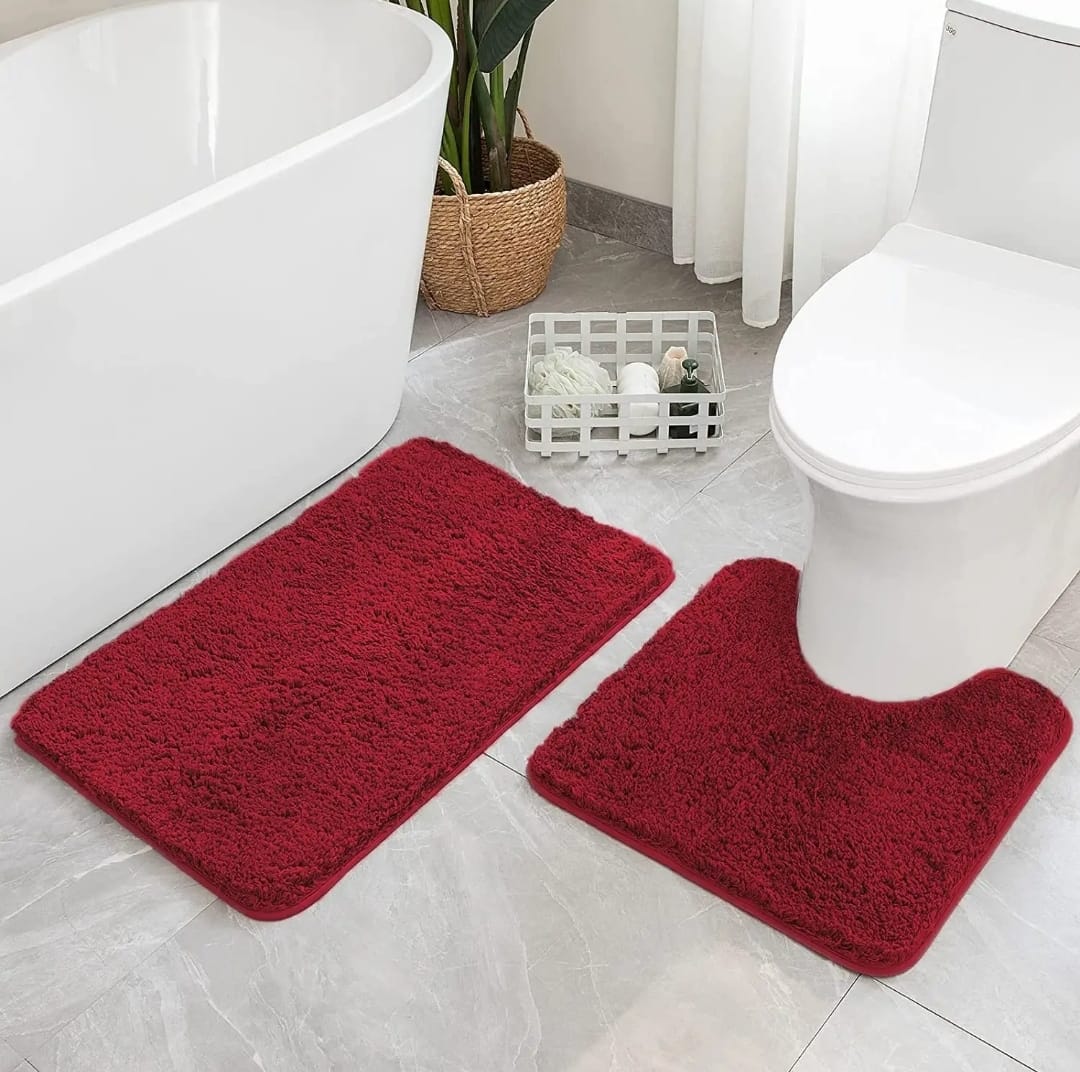 2pcs Ultra-Soft Plush Bath Mat Set
