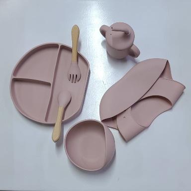 Silicone Baby Feeding Set with Suction Plate Bowl Bib Spoon Fork Cup | Food Grade BPA Free Baby Feeding Set for Self Feeding