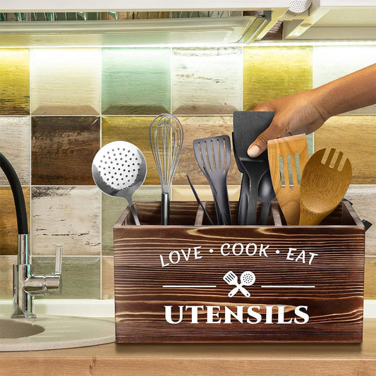 3 compartment wooden cutlery organizer