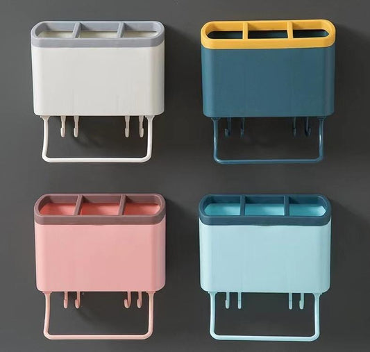 Multipurpose 3 slot drainer with 4 hooks and towel holder