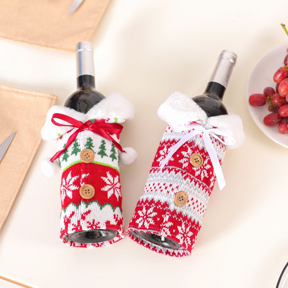 Fluffy Christmas Wine Bottle Cover Merry