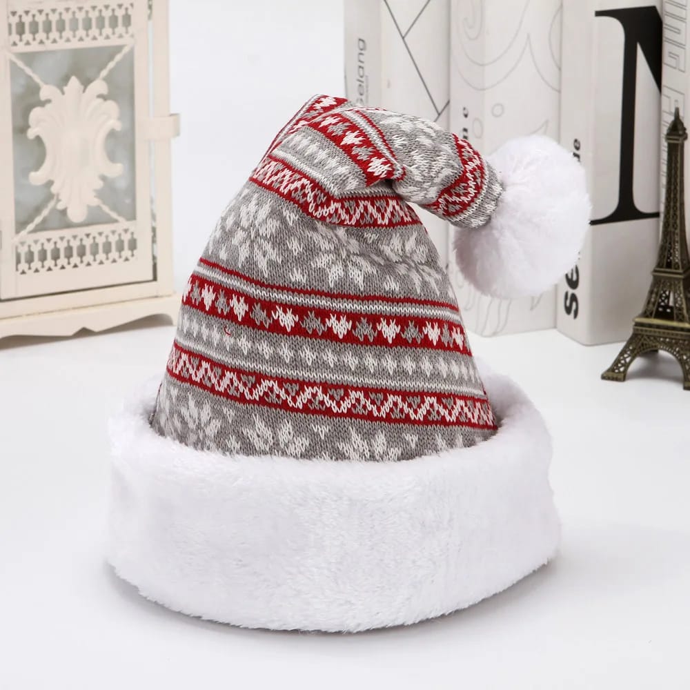 New Deer Knitted Wool Thick Plush Christmas Hat Adult Santa Claus Hat