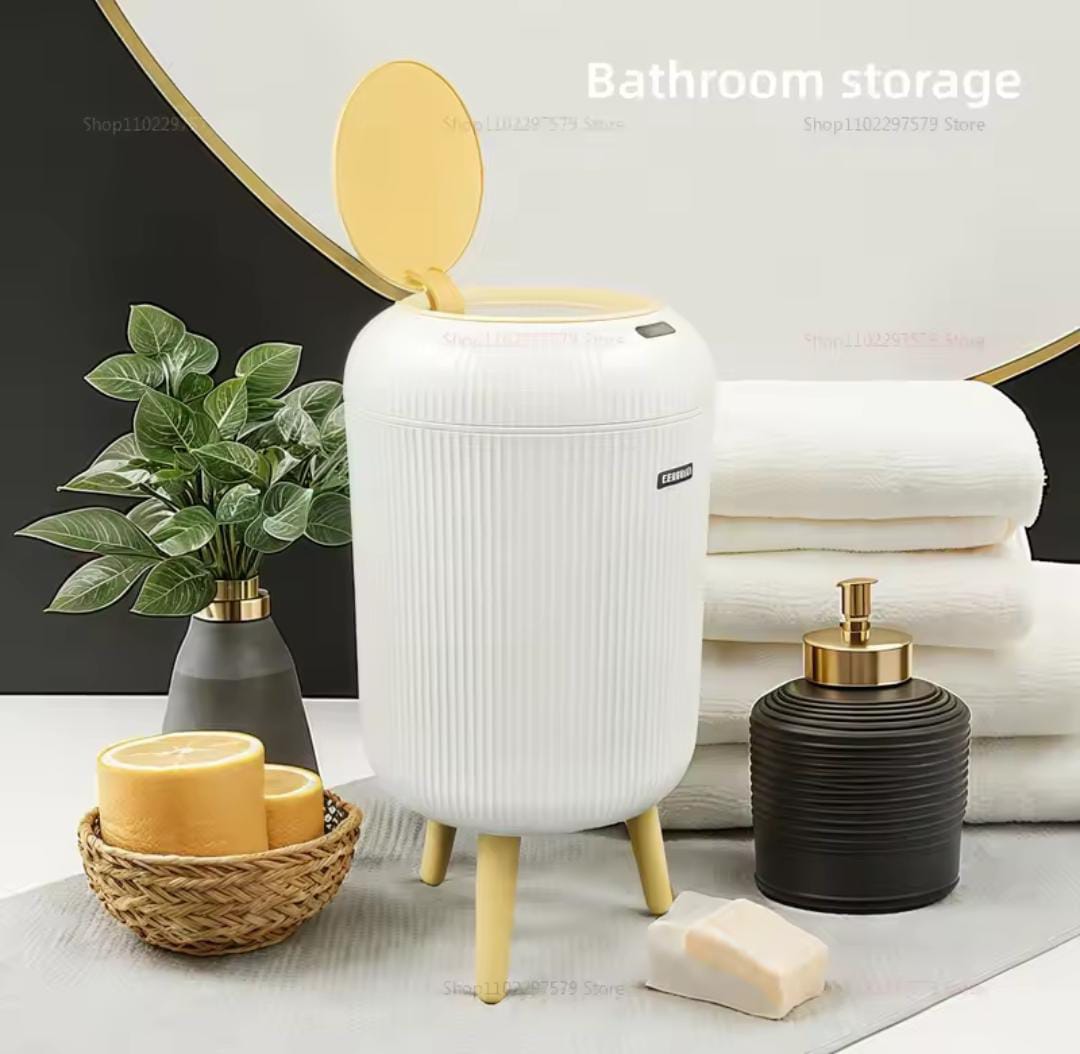 Smart Trash Can Automatic Flip Cover Simple White Can Be Used In Bedroom Office Kitchen Electricity Saving Trash Can Modern
