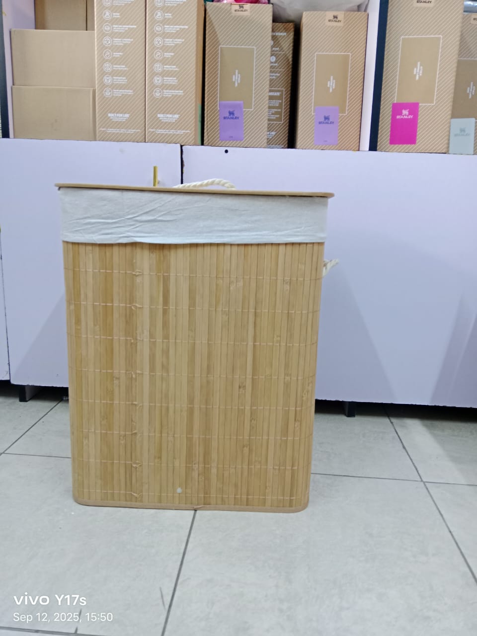 Eco-friendly Foldable bamboo laundry basket