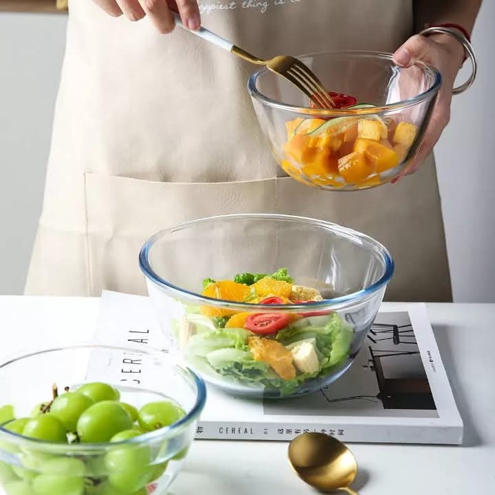 High borosilicate Glass Bowls 
Perfect for baking/serving.