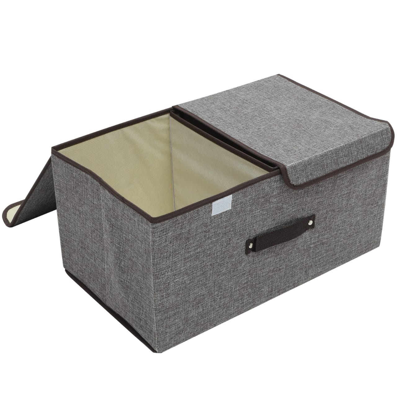 Foldable cotton linen closet storage box with double cover organizer