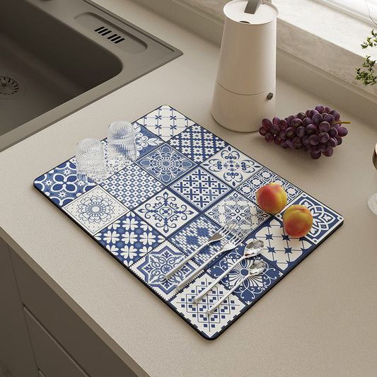 Absorbent dish drying mat