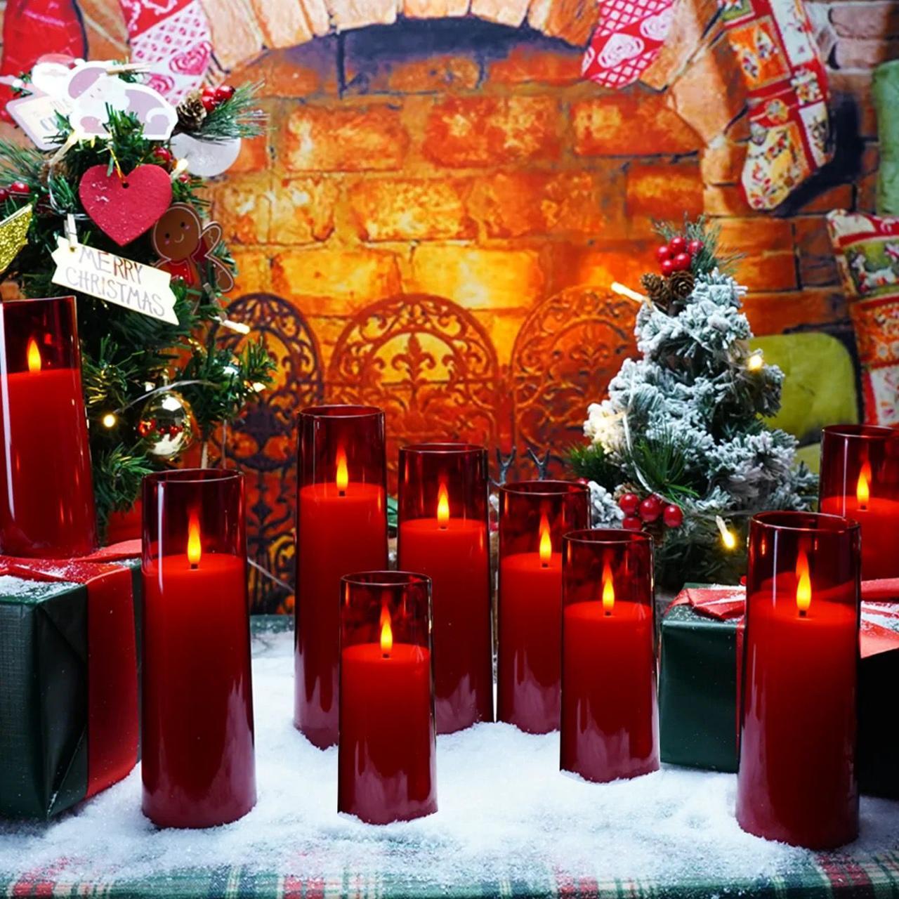 Acrylic flameless LED candles with string light