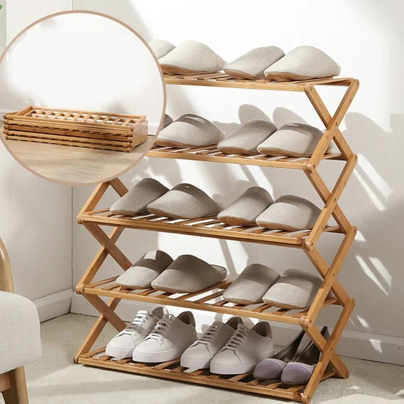 Foldable portable shoe rack