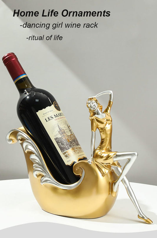 Creative Gold statue wine bottle holder