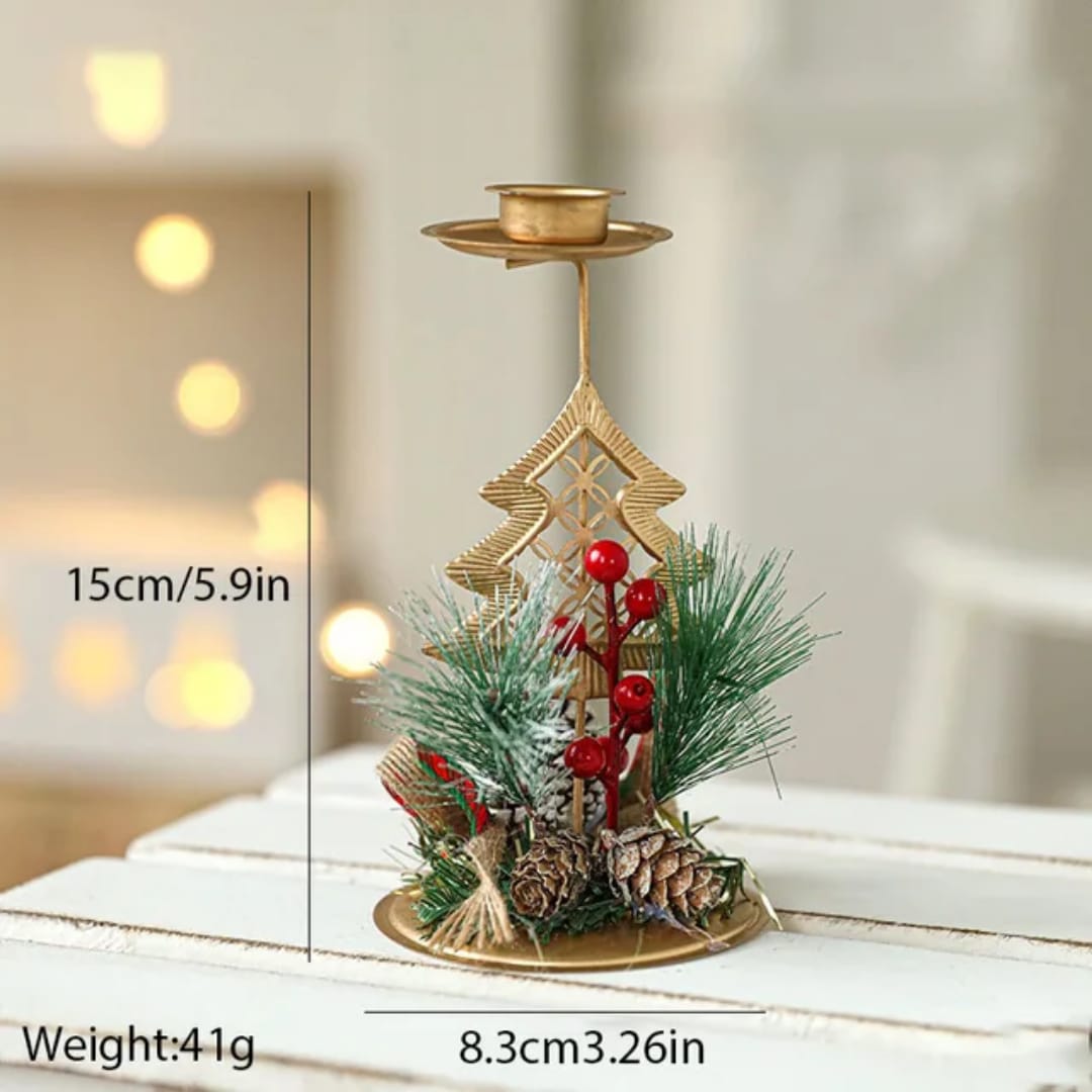 Christmas Candle Holder Santa Claus Elk tree Golden Iron Candlestick New Year Table Ornaments Xmas Gift Decor for home