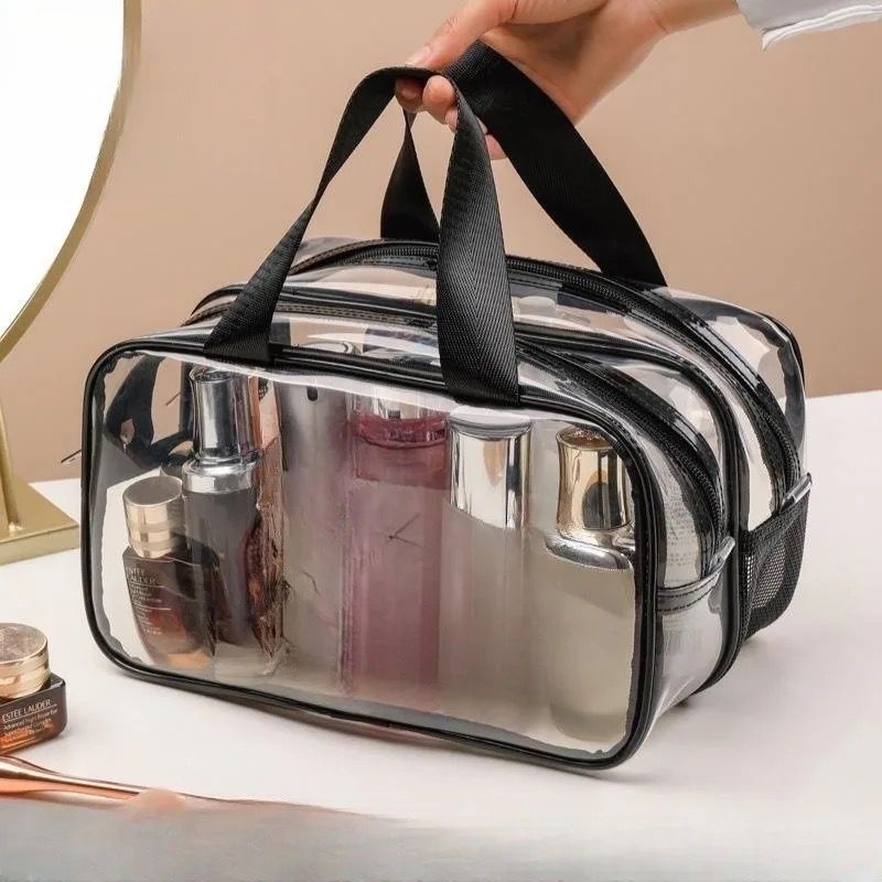 Big size Double sided transparent waterproof toiletries make up bag