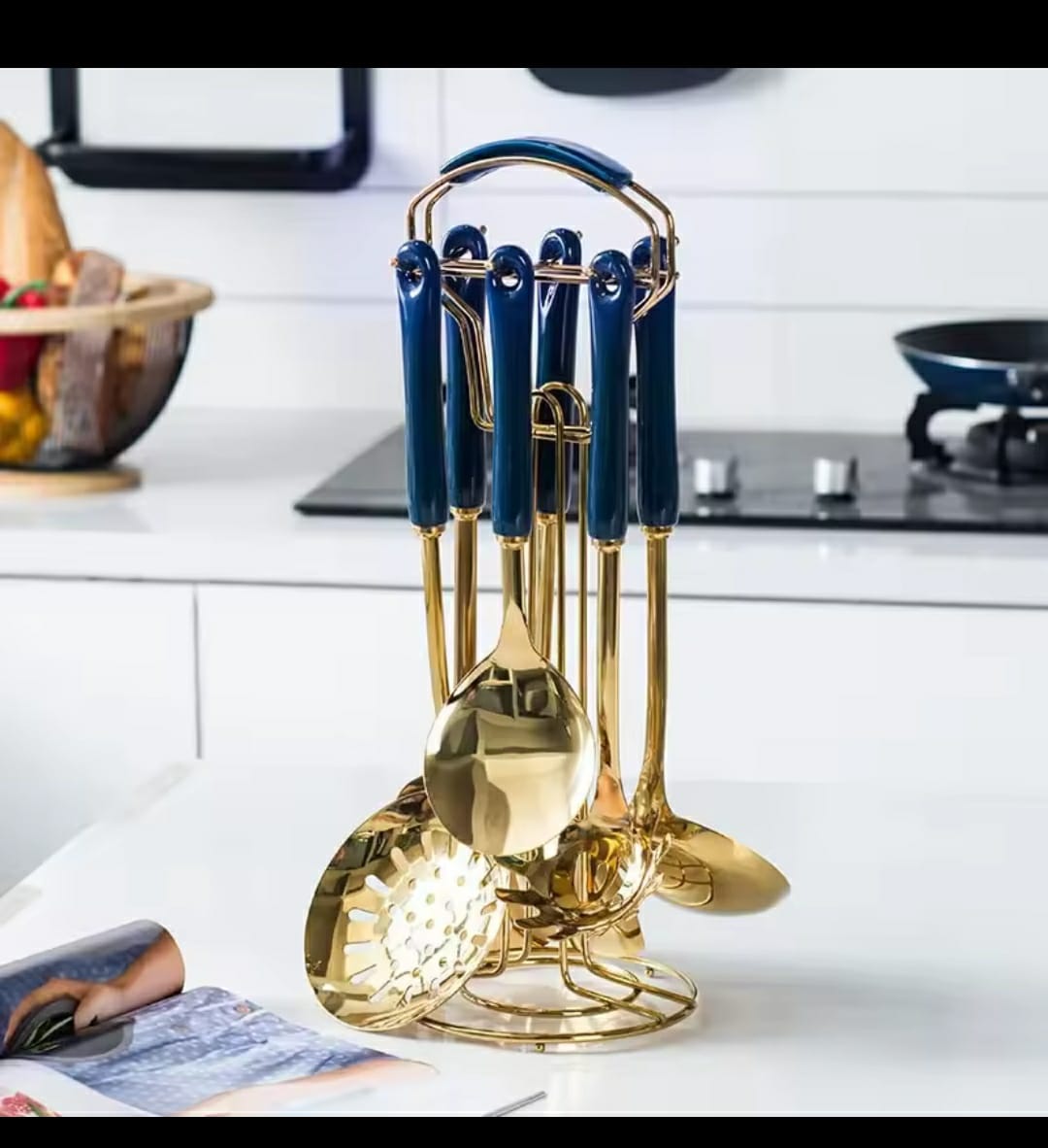 CERAMIC HANDLE Nordic & stainless steel serving spoon set now 7 in 1 set