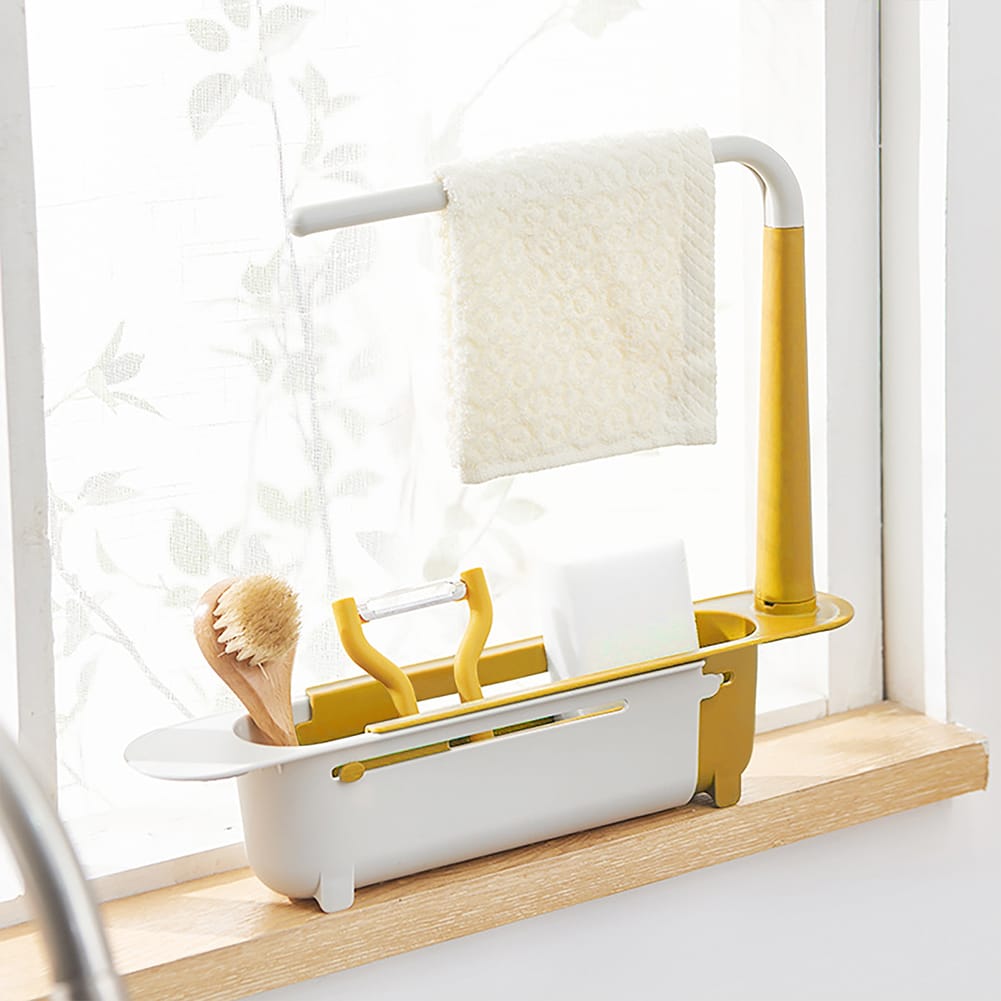 Telescopic Sink Shelf Kitchen Sinks Organizer Soap Sponge Holder Sink Drain Rack Storage Basket Kitchen Gadgets Accessories Tool