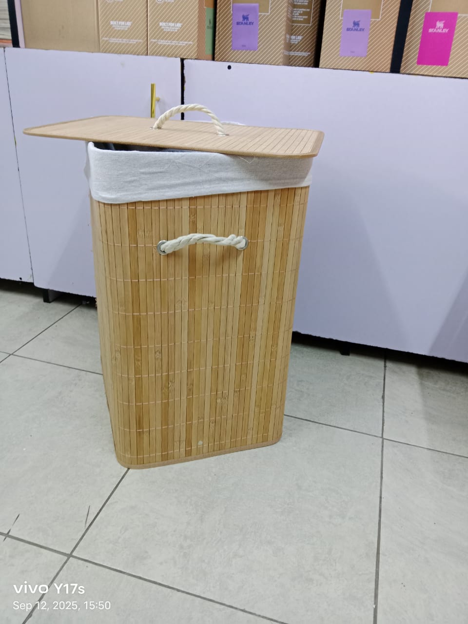 Eco-friendly Foldable bamboo laundry basket