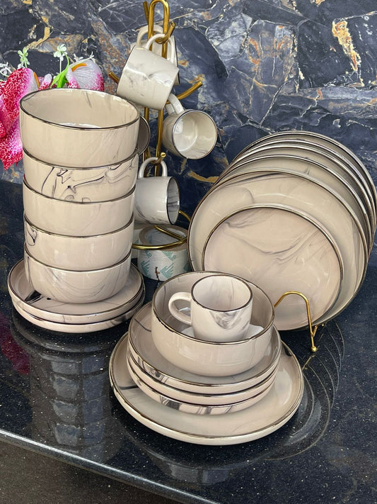 24Pc Marble Dinner set