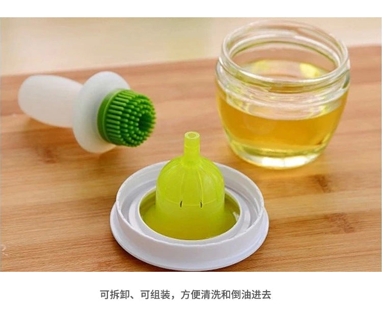 Heat resistant silicone oil brush with glass bottle