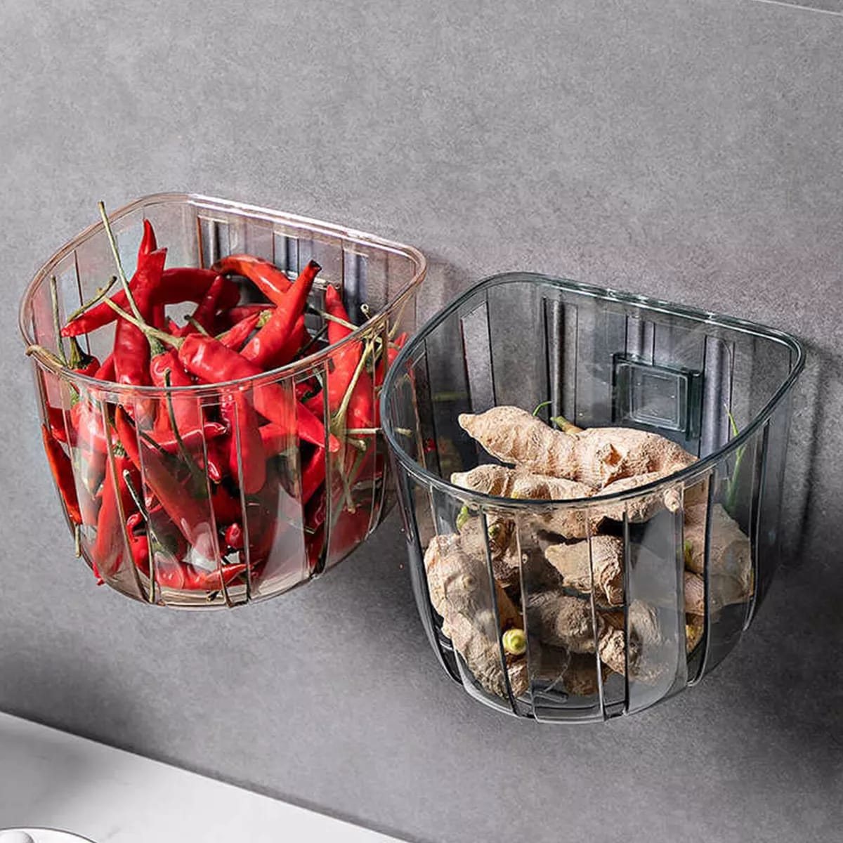 Tissue holder and Multi-purpose Kitchen Onion Potato Tomato Storage Hanging Baskets Fruit Garlic Ginger Garbage Box Organizer Wall-mounted