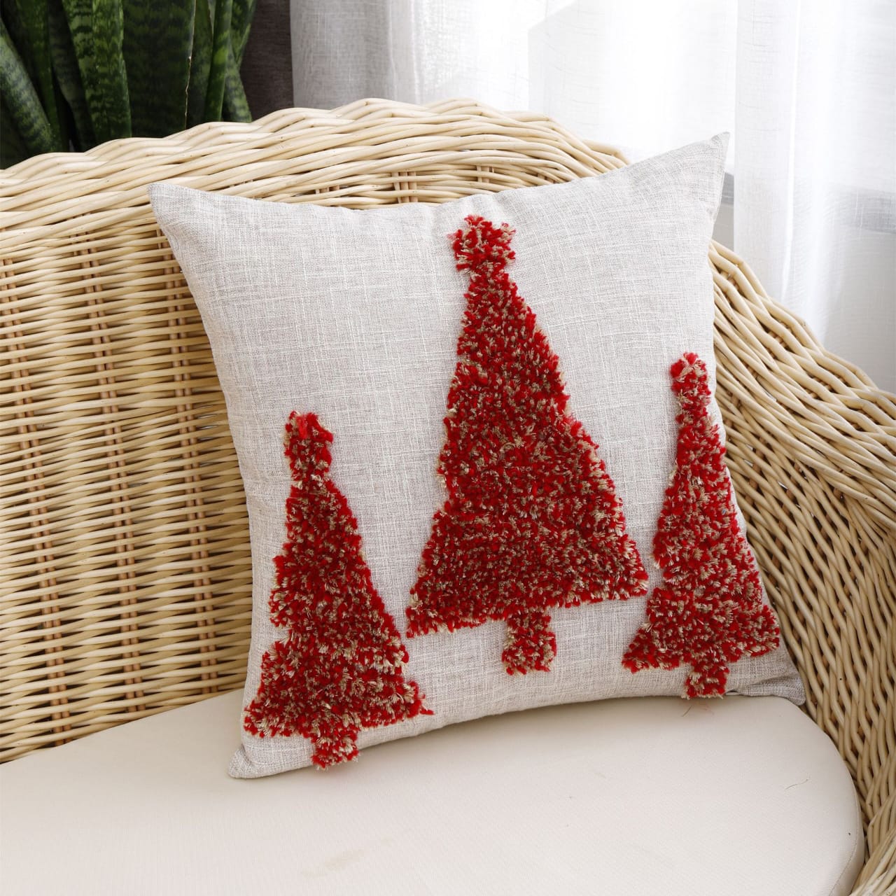Christmas Tree Holiday Decoration Tufted Cushion