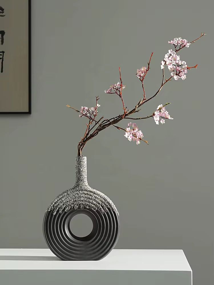 Ceramic Donut Vase, 12 inch Flower Vase for Home Decor