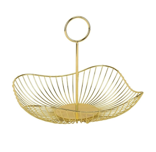 Detachable Metallic mesh fruits BASKET with stand available in colour gold