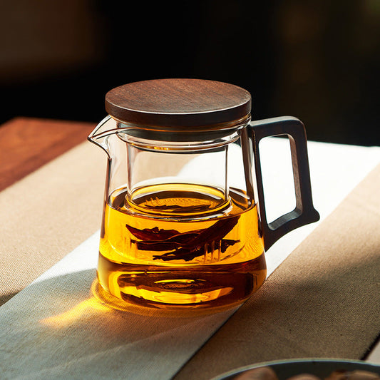 High borosilicate teapot with walnut handle