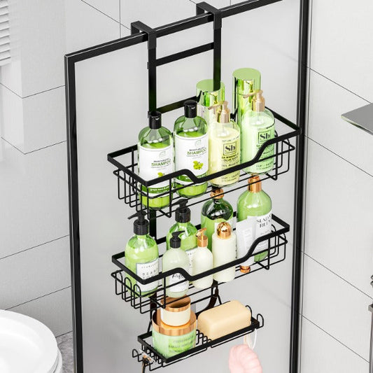 Drill-Free Bathroom Shelf Over Door Hanging Organizer