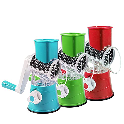 Rotary drum grater veggie slicer with 3 slicing options