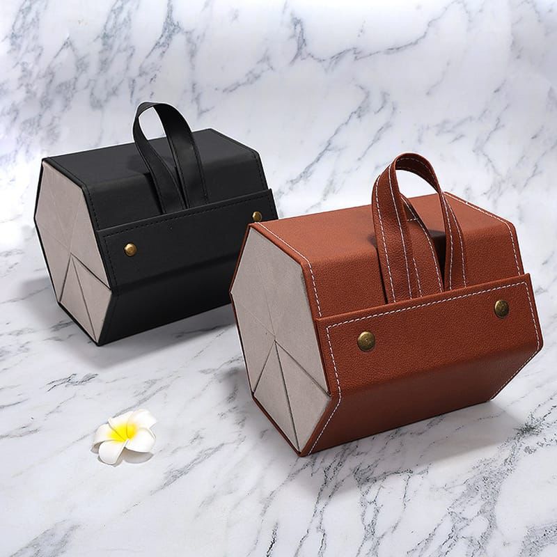 Sunglasses Organizer Box / Folding Portable Glasses Travel PU Leather Case