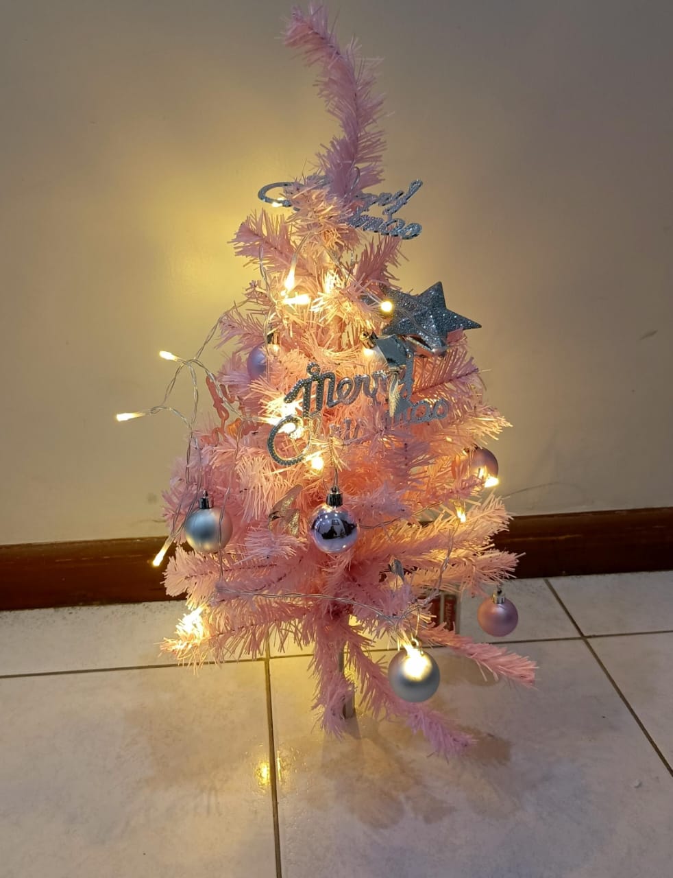 Mini Table Top Christmas Tree With Decorations and Lights