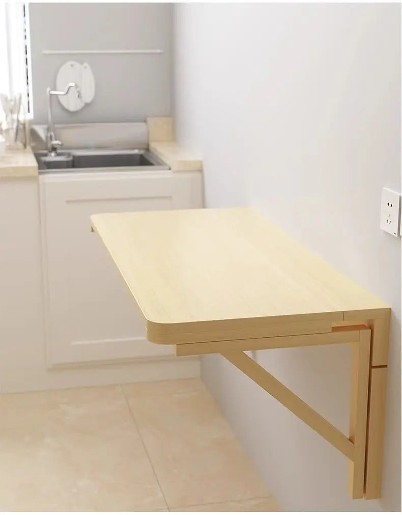 Wall Mounted Foldable Bamboo Wooden Table