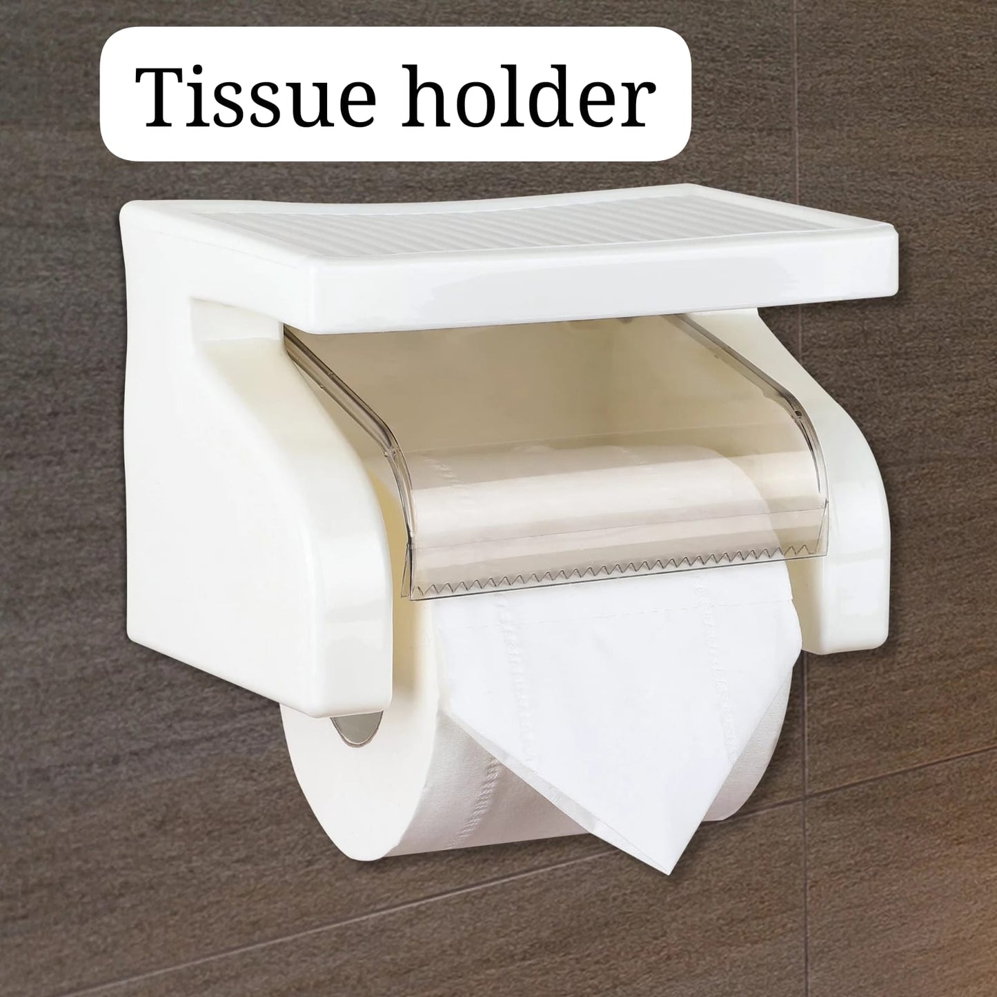 Toilet Tissue Holder with Screw Shelf Wall Mount Plastic Water Resistant Toilet Bathroom Tool Roll Paper Holder