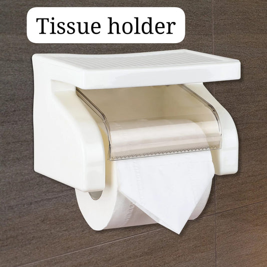 Toilet Tissue Holder with Screw Shelf Wall Mount Plastic Water Resistant Toilet Bathroom Tool Roll Paper Holder