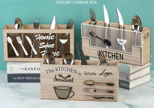 Wooden cutlery holder