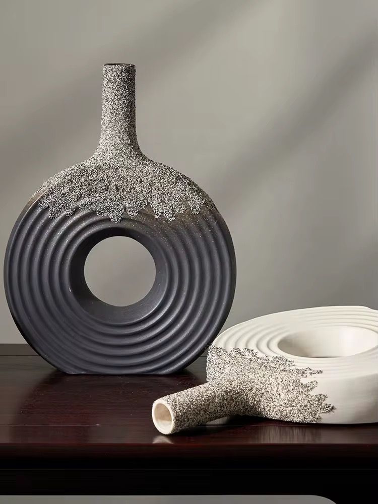 Ceramic Donut Vase, 12 inch Flower Vase for Home Decor